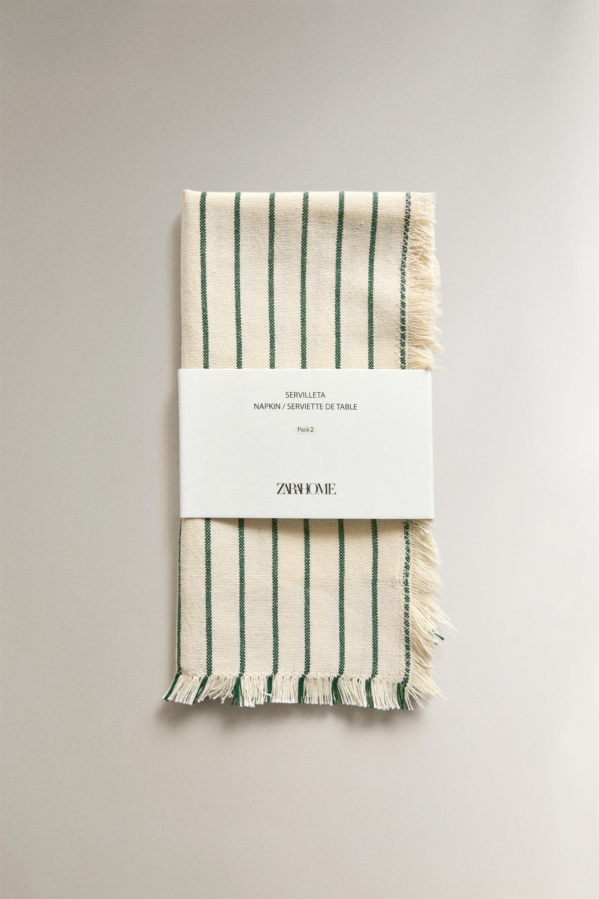 PACK OF STRIPED NAPKINS WITH FRINGE (PACK OF 2)